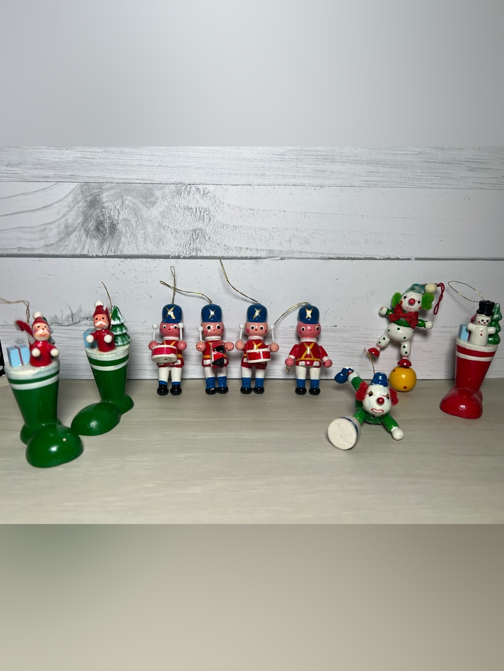 vintage toyland wooden christmas ornaments lot